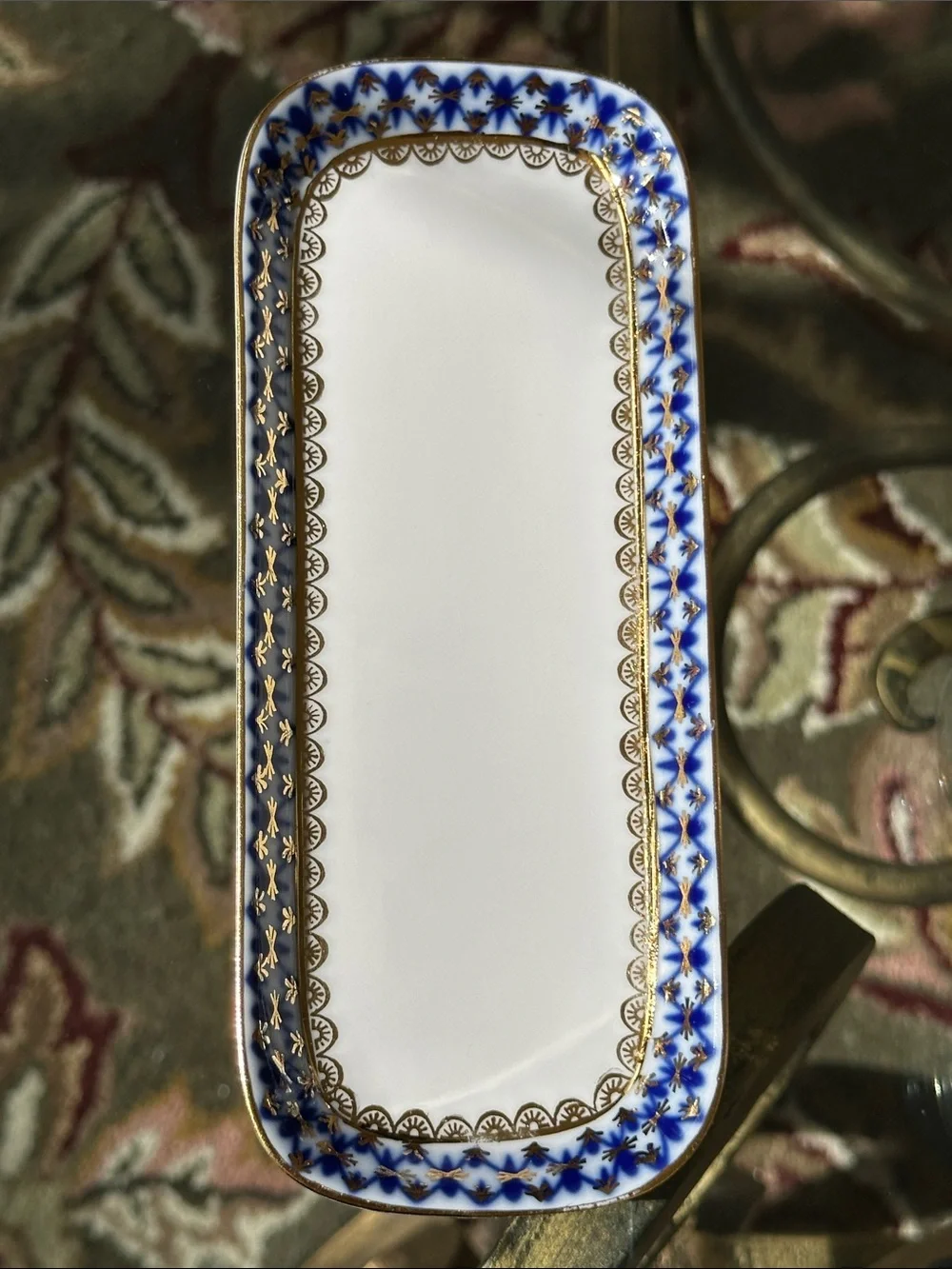 LOMONOSOV PORCELAIN SET, 4USSR, ST, ST. PETERSBURG Blue and White
